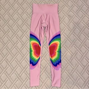 Terez NEW DuoKnit Leggings in Psychedelic Butterfly pink rainbow size XS